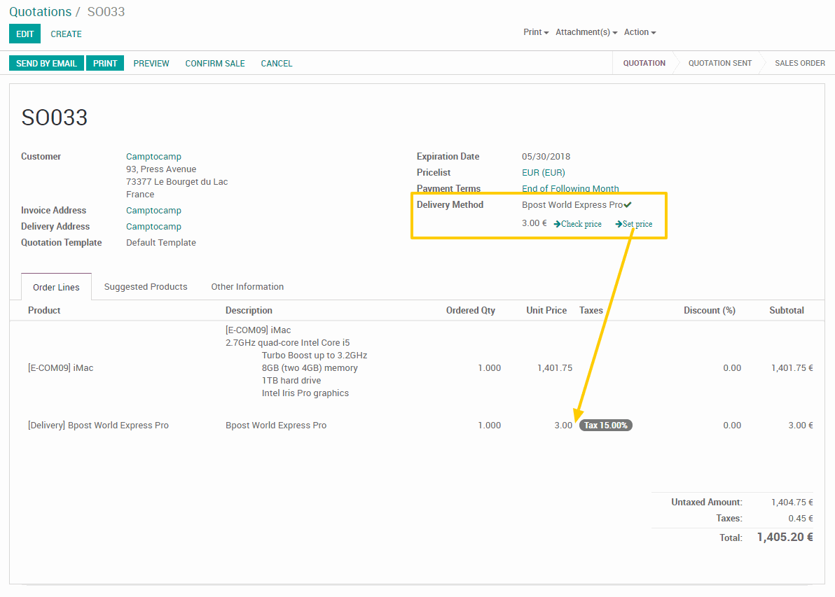 Odoo text and image block